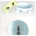 with printing and foot ceramic pet bowl